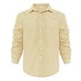 thumbnail image 5 of kamemir Mens Casual Long Sleeve Cotton Linen Shirts Buttons Down Solid Plain Roll-Up Sleeve Summer Beach Shirts(Beige,XL), 5 of 5