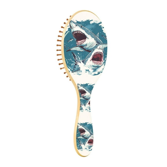JSTEL Cruel Shark Hair Brush for Women Men Natural Wood Detangler Brushes for All Hair Types Hairbrush for Wet & Dry