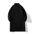thumbnail image 3 of hopeusnice Men's Long Jacket Solid Color Long Sleeve Turn-Down Collar Button Up Windbreaker with Hood Winter Warm Outwear Overcoat Black L, 3 of 3