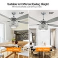 thumbnail image 4 of Depuley 52" Crystal Ceiling Fan with Lights and Remote Industrial Ceiling Fans Light Fixture, 5 Reversible Blades Ceiling Fan Light for Living room,Dining room, E12 base, 4 of 9