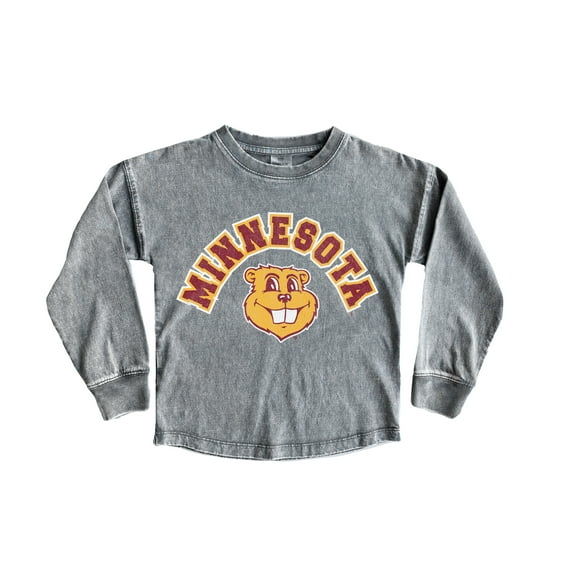 Girls Youth Gameday Couture Gray Minnesota Golden Gophers Faded Wash Pullover Top