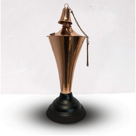 Legends Direct Premium Oahu Metal Tabletop Torches for Outdoor, Tall- Tiki Style /w Snuffer, Fiberglass Wick & Large 35oz Oil Lamp - For Patio, Garden, Deck, Lawn and More (Smooth Copper)
