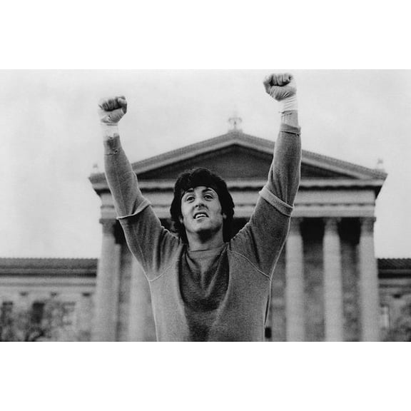 Sylvester Stallone in Rocky arms raised in triumph steps Philadelphia Museum 24x36 Poster