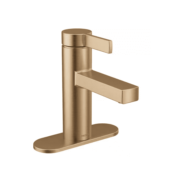 MOEN 84774BZG Beric Single Hole Single Handle Bathroom Faucet in Bronzed Gold