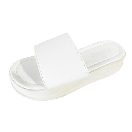 

Quealent Adult Women Shoes Womens Sandal Slippers Size 6 Ladies Fashion Summer Solid Color Leather Open Toe Thick Sole Slipper Socks for Women White 8