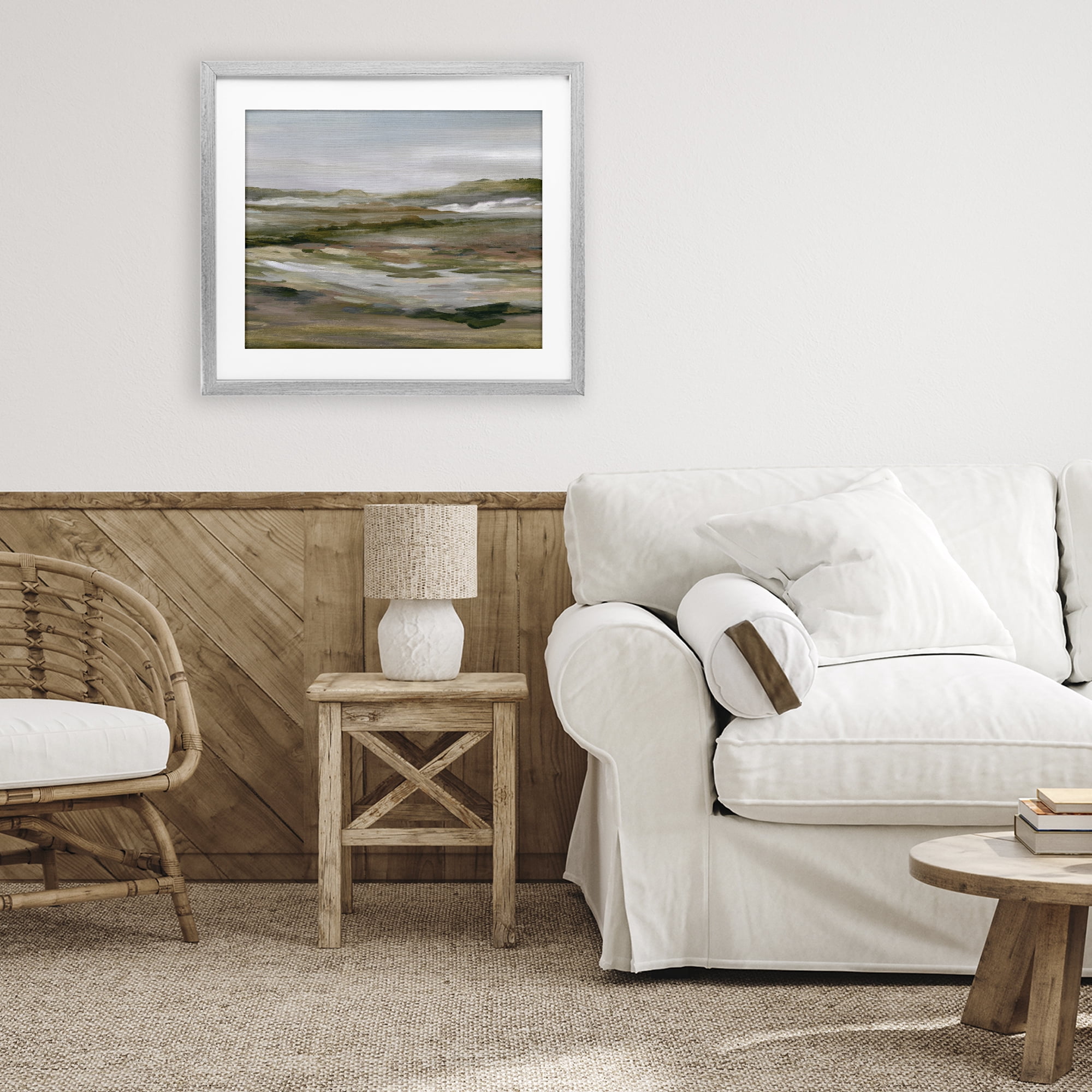 Stupell Industries Natural Meadow Abstract Horizon Gray Framed Print Under Glass, design by Carol Robinson