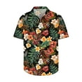 thumbnail image 4 of Handshe Men's Hawaiian Shirt Tops Vintage Short Sleeve Button Down Beach Shirt Male Tropical Floral Summer Pullover Party Holiday, 4 of 5