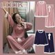 thumbnail image 1 of Conjunto de pijama con estampado de dibujos animados para mujer, ropa de dormir de manga larga con cuello redondo, estilo coreano, cómoda y elegante, suave y dulce, 1 of 4