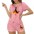 thumbnail image 4 of Womens Halloween Basic Pajamas Short Sleeve 2 Piece Print V Neck Womens Pajama Sets Soft Breathable Sleepwear, 4 of 7
