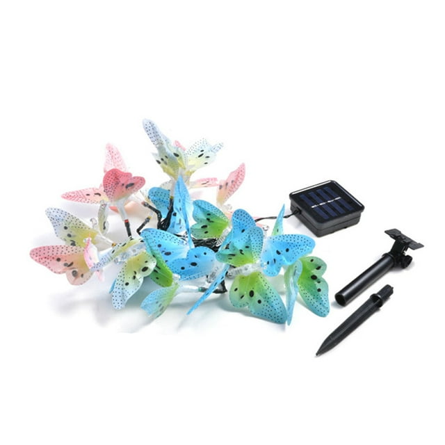 Guirlande Lumineuse Solaire en Forme de Papillon Multicolore 12 LED