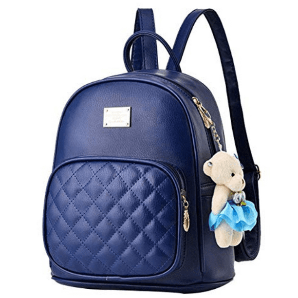 PU Leather Backpack Purse Satchel School Bags Casual Travel Daypacks for  Women, Dark Blue