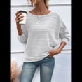 thumbnail image 4 of Blusas de Larga Suaves para Mujer, Cuello Redondo, Estilo Jersey, Informales, de Punto, con de Murciélago, Grandes, 2025 Gris M, 4 of 9