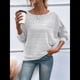 thumbnail image 4 of Blusas de Larga Suaves para Mujer, Cuello Redondo, Estilo Jersey, Informales, de Punto, con de Murciélago, Grandes, 2025 Gris XL, 4 of 9