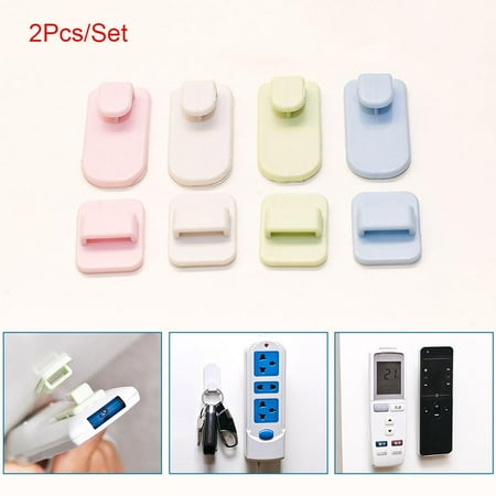 

2Pcs Sticky Hooks Set TV Air Conditioner Remote Control Key Wall Storage Holder Multifunction Hook