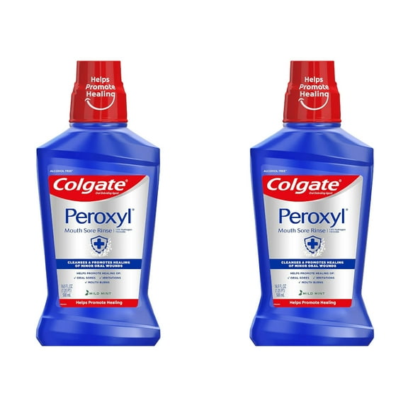 Colgate Peroxyl Mouth Sore Rinse, Mild Mint, 16.9 oz (Pack of 2)