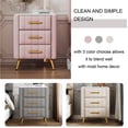 thumbnail image 5 of Atumon Velvet Upholstered Nightstand with 3 Drawers, Wood Bedside Table with Metal Handles and Legs, Modern Nightstand Furniture for Bedroom, Fully Assembled, 16.3"L x 16.3"W x 21.8"H, Pink, 5 of 10