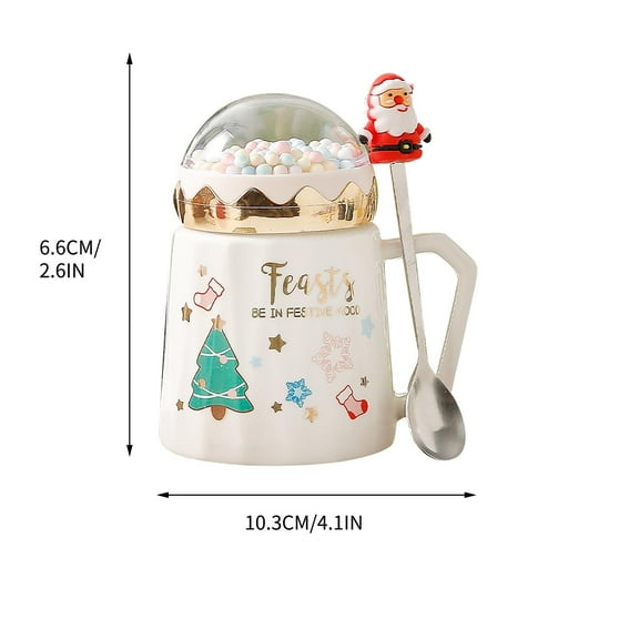 Tainini Christmas Ceramic Mugs with Santa Lid, Christmas Cup for Milk, Coffee, Hot Chocolate, for Women, Kids, Colleagues, Family, 500ML