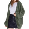 thumbnail image 3 of Women Chunky Knit Cardigan Long Sleeve V Neck Button Up with Pocket Sweater Coat for Fall and Winter Green XXL, 3 of 8
