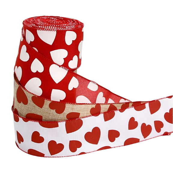AUQ 3 Rolls Valentine Ribbon Wired