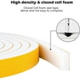 thumbnail image 5 of White Door Window Weather Stripping Self Adhesive Foam Tape High Density Foam Sealing Strip Window Insulation Weatherproof Gasket Tape 1/2" Wide X 1/4" Thick, 33 Ft X 2 Rolls, Total 66 Feet, 5 of 12