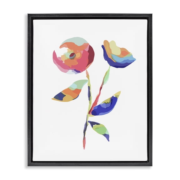 Stupell Industries Mid-Century Mosaic Flower Buds Black Floating Frame Canvas Art, 17 x 21, by Lisa Nohren
