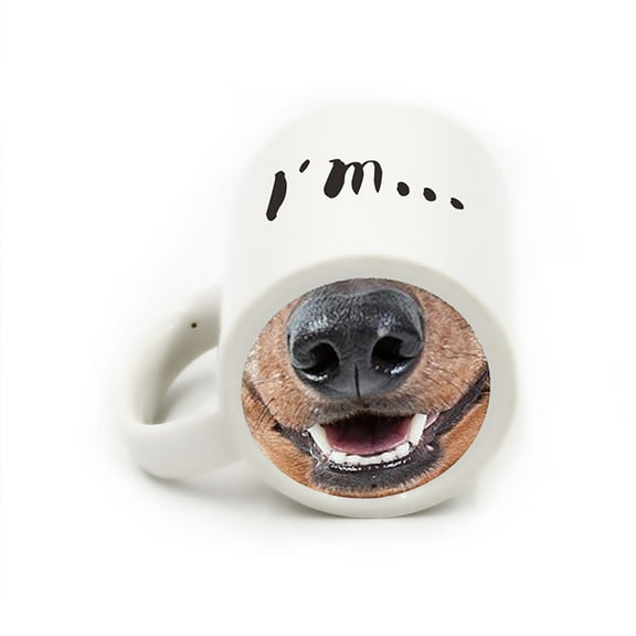 FHBVT Parody Funny Pig Nose Dog Nose Ceramic Coffee Mug, Quirky and Unique Water Cup, Microwave & Dishwasher Safe, Perfect Gift for Pet Lovers, Fun Addition to Your Kitchen or Office Desk