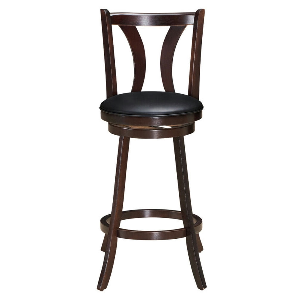 Demi Bonn 29.5" Set of 2 Swivel Counter-Height Bar Stools Chairs with Rubber Wood Legs, Modern Dining Chair with Backrests, Brown