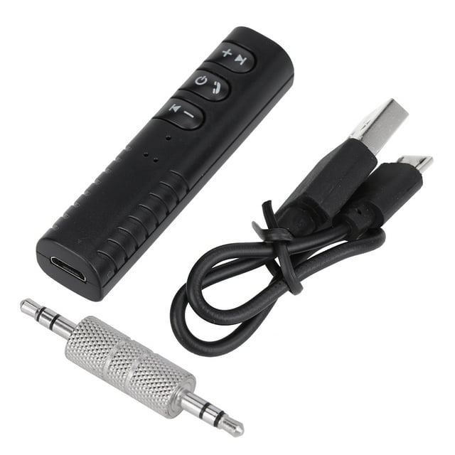 Convertidor adaptador de receptor de audio para auriculares estéreo Bluetooth de 3,5 mm (negro)