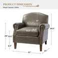 thumbnail image 7 of Vegan Leather Armchair Living Room Home Office Lounge Single Sofa Nailhead Rolled Arms Accent Chair Adult Grey, 7 of 7
