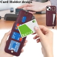 thumbnail image 3 of iPhone 13 case with Card Holder, iPhone 13 Phone Case Wallet for Women magsafe Compatible Wallet Detachable 2-in-1 for Men-Red Wine, 3 of 13