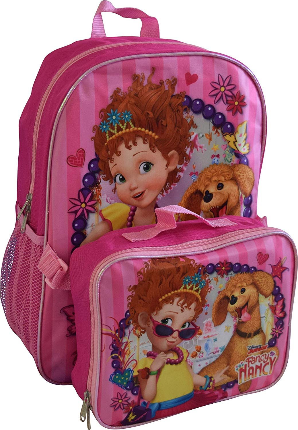Girls Fancy Nancy Backpack 16" & Insulated Lunch Bag w/Shoulder Strap 