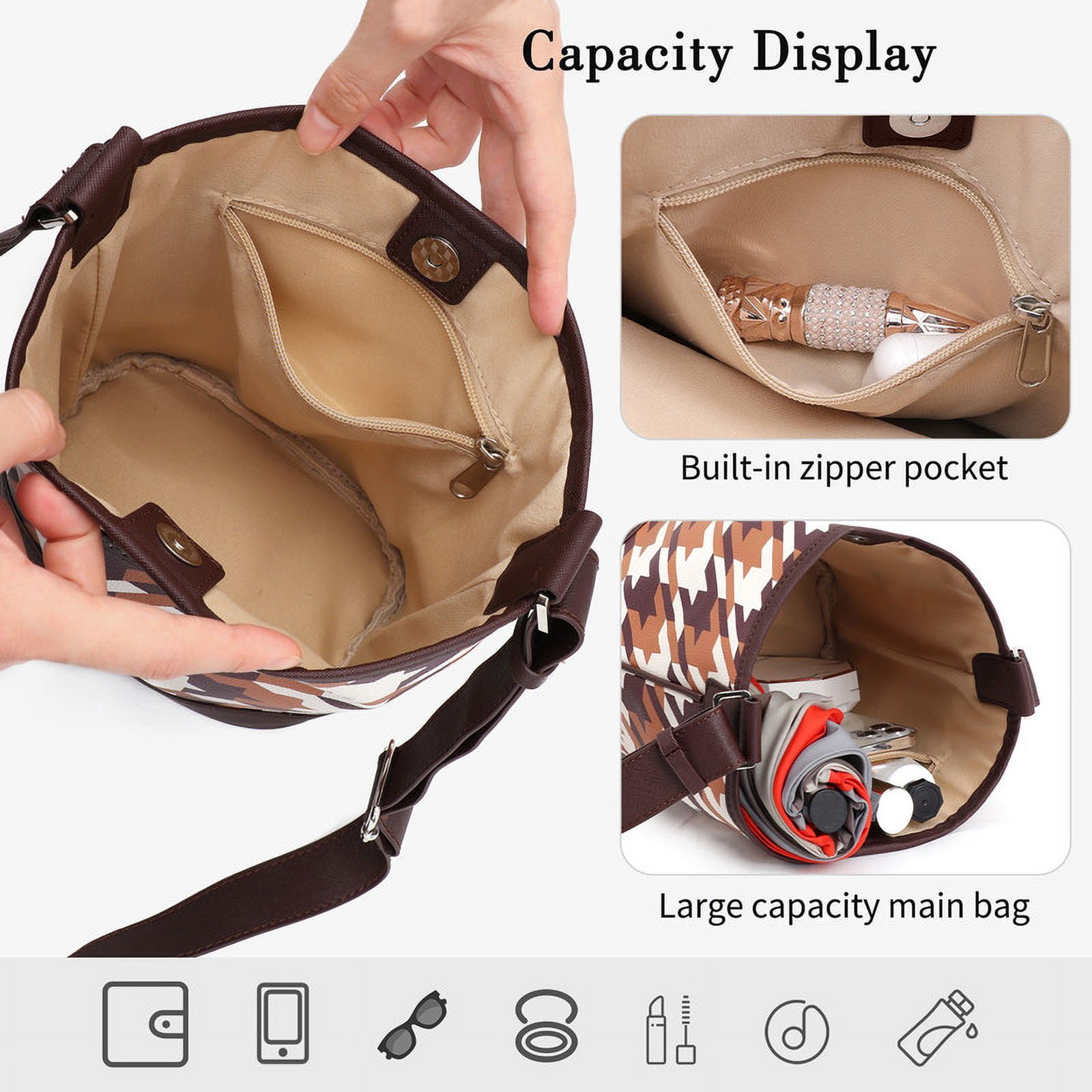 Tinyat Shoulder Bag for Women Waterproof Hobo Handbag Large Capacity Crossbody Purse with Adjustable Shoulder Strap for Daily Use and Shopping