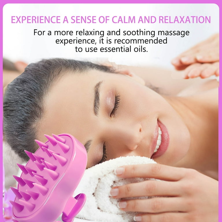 2 Pack) Pink Silicone Hair Scalp Massager Shampoo Brush for