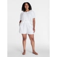 thumbnail image 2 of Time and Tru Women's Linen Blend Shorts with Scalloped Hem, Sizes XS-XXXL, 2 of 6