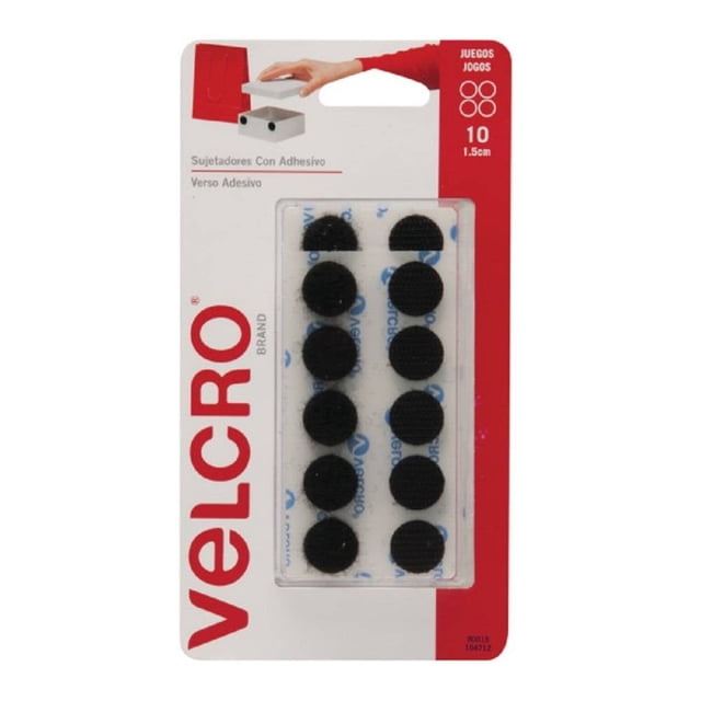 Sujetadores con adhesivo Velcro Negro 1.5 cm 10 Piezas