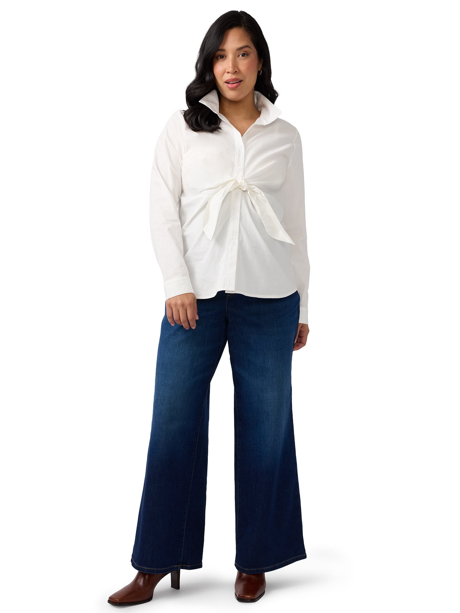 Ingrid & Isabel For Every Belly Women’s Maternity Tie Front Cotton Shirt, Sizes S-XXL