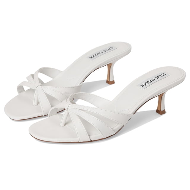 Sandalia Steve Madden Cary Cuero Blanco Taco 6 7 cm