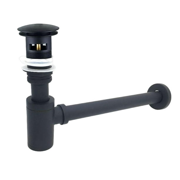 Sifón de desagüe para lavabo, moderno, con filtro, para baño Negro