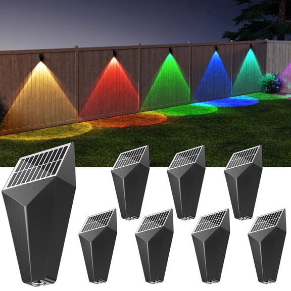 Ponstec Solar Fence Lights 50 Lumens, LED Deck Lights Solar Powered, IP65 Waterproof Outdoor Fence Lights for Outside Fence Post, Patio Pool Wall, Backyard Steps Pathway Decor, 8 Pack