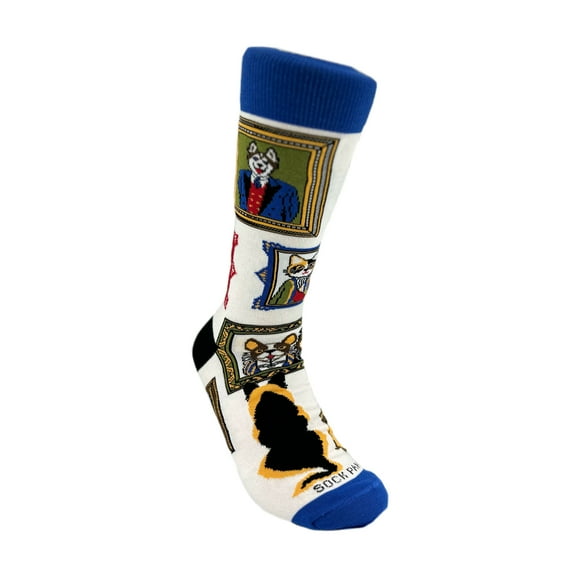 Wall Art Museum Dogs and Cats Socks (Adult Large - Men's Shoe Sizes 8-12)