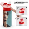 thumbnail image 4 of Johnny Depp Stainless Steel Water Bottle with Straw Children's Vacuum Insulated Mug Leak-Proof Water Cup, 4 of 8