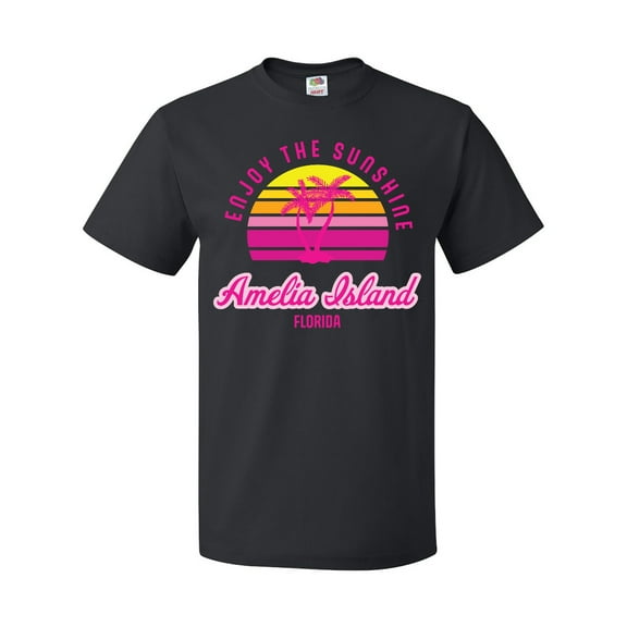 Inktastic Summer Enjoy the Sunshine Amelia Island Florida in Pink T-Shirt