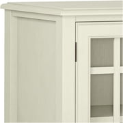 JERFIT Antique White Storage Cabinet with Glass Doors, Low Wood Sideboard Console Table for Living Room, Entryway, Bedroom