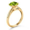thumbnail image 3 of Gem Stone King 10K Yellow Gold Green Peridot Solitaire Engagement Ring for Women (2.50 Cttw, Cushion Checkerboard 8MM, Gemstone August Birthstone, Available in Size 5, 6, 7, 8, 9), 3 of 4