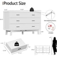 thumbnail image 6 of FANRAL 6 Drawer Dresser for Bedroom,Wood Modern Chest of Drawers with X-Shaped Sturdy Base,White Dresser, 6 of 8