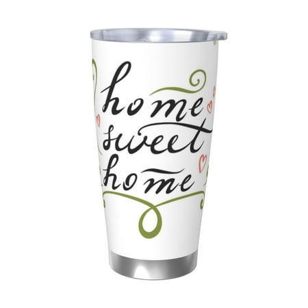 

Lukts Home Sweet Home Floral for 20OZ Car Cup Stainless Steel Direct Drinking Straw Thermos Cup Suitable for Office Travel and Car-Without Straw