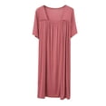 thumbnail image 5 of Bovxnpu Nightgowns for Women Short Sleeve Sleepshirt Loungewear Cotton Soft Pleated Long Nightgown Sleepwear, 5 of 8