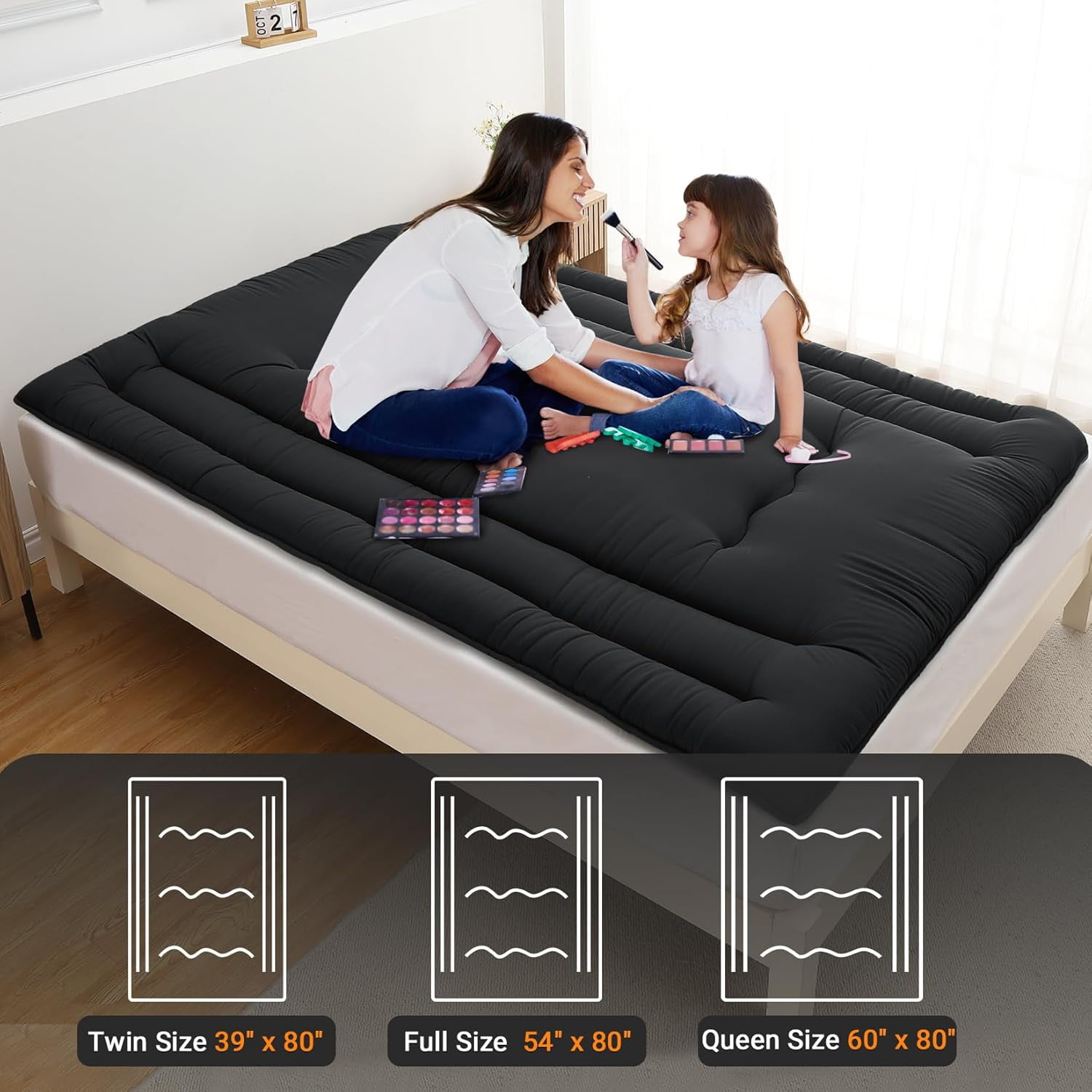Futon Mattress Twin/Full Size, Japanese Floor Mattress Foldable Sleeping Mattress, Roll Up Floor Bed Mattress for Easy Storage, Tatami Mat Japanese Floor Bed for Dorm Camping