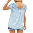 thumbnail image 3 of Hrsba Blouses for Women Casual,Fashion Solid Color Short Sleeve Wide Neck Summer Ladies Daily Blouse Tops Breathable Soft Comfy Wear, 3 of 5