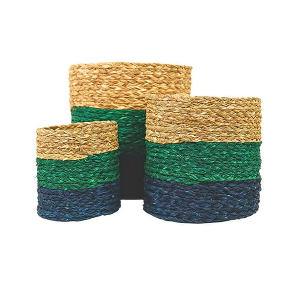 Eco-friendly Handwoven Sabai Grass Planters – Set of 3